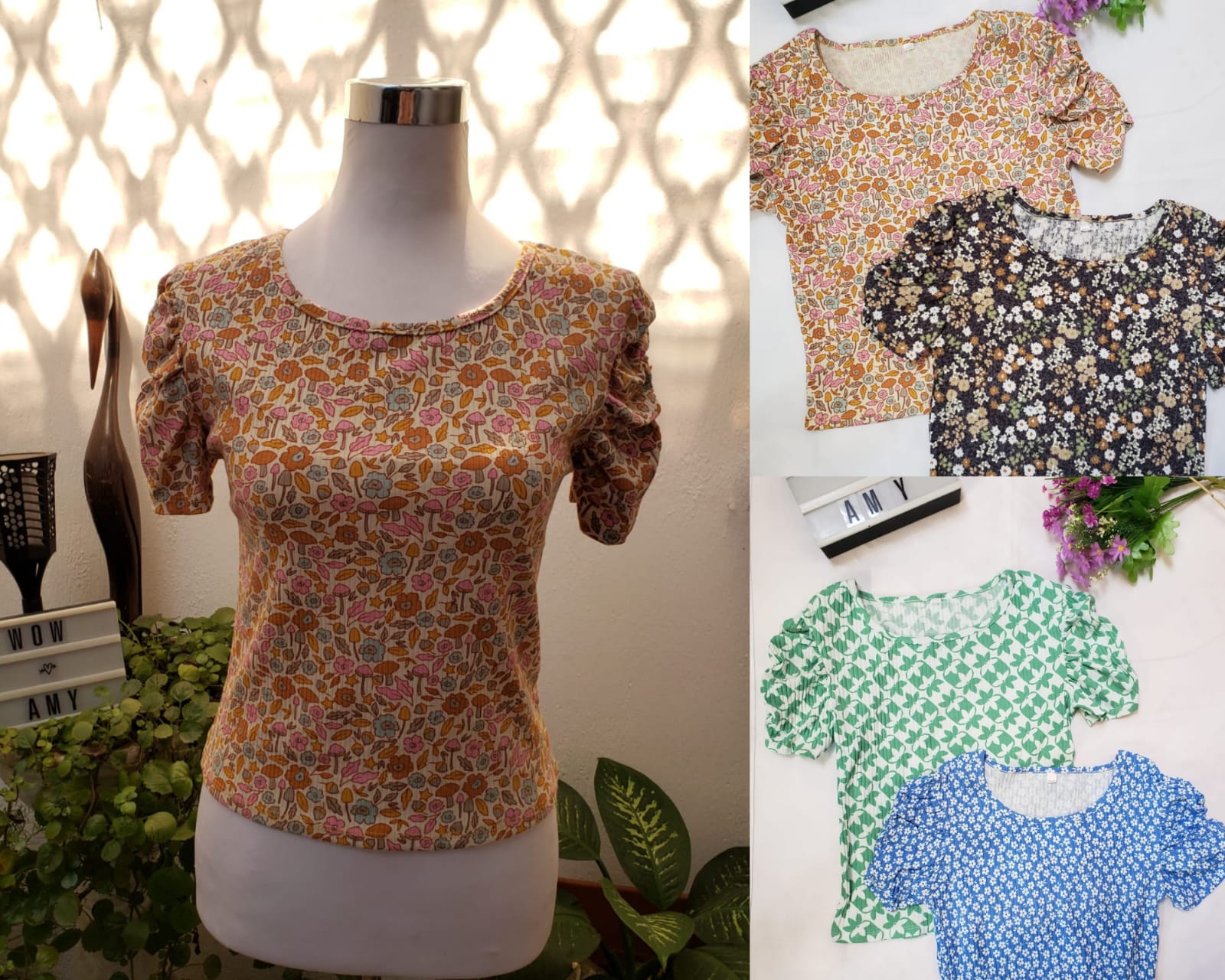 Blusas manga princesa flores