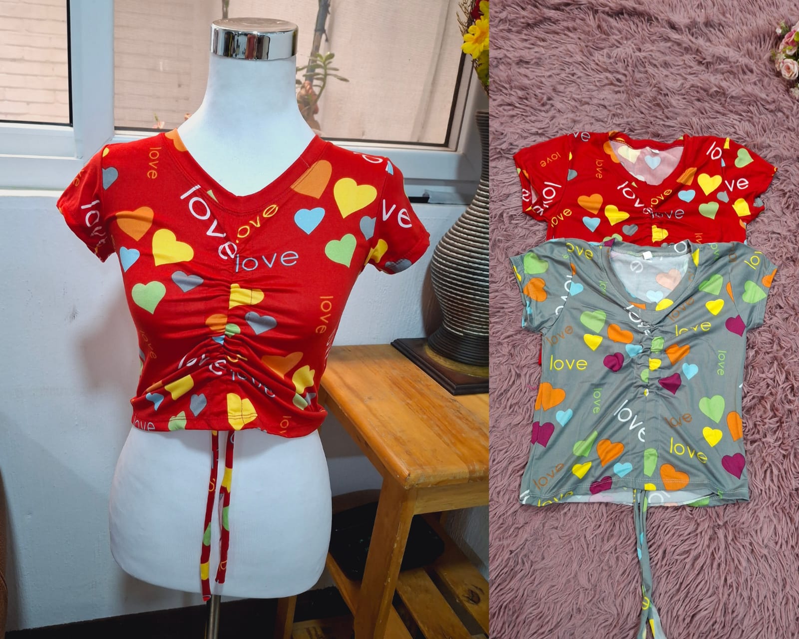 Croptop resorte al medio corazones