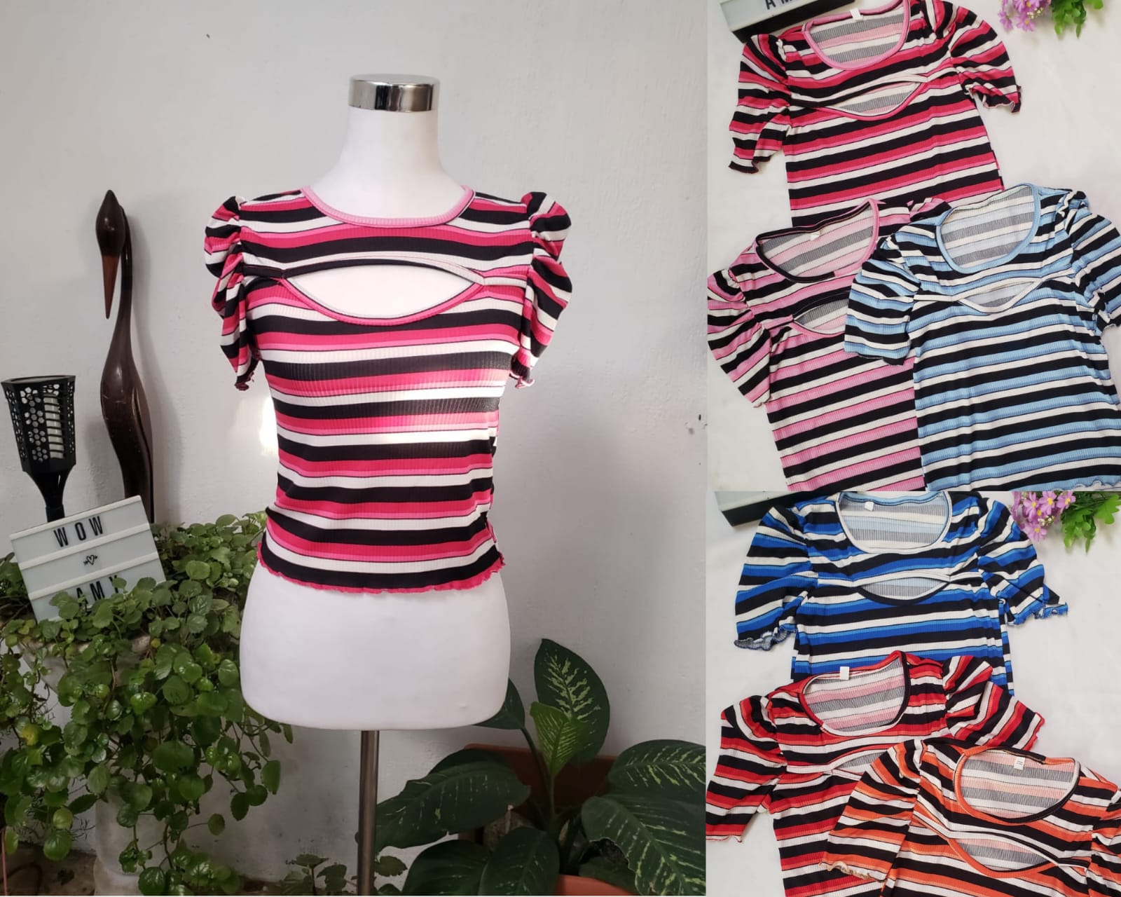 Blusa con escote al pecho rayas